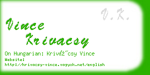 vince krivacsy business card